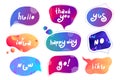 Abstract creative and futuristic speech bubbles collection with gradient background.